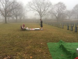 L. Col Hatfield at Corporal Nathan Cirillo's grave.