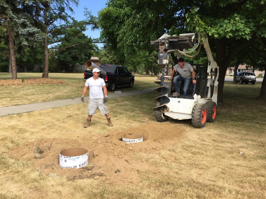 Footings for park sign in honour of Sergeant Shawn Eades.